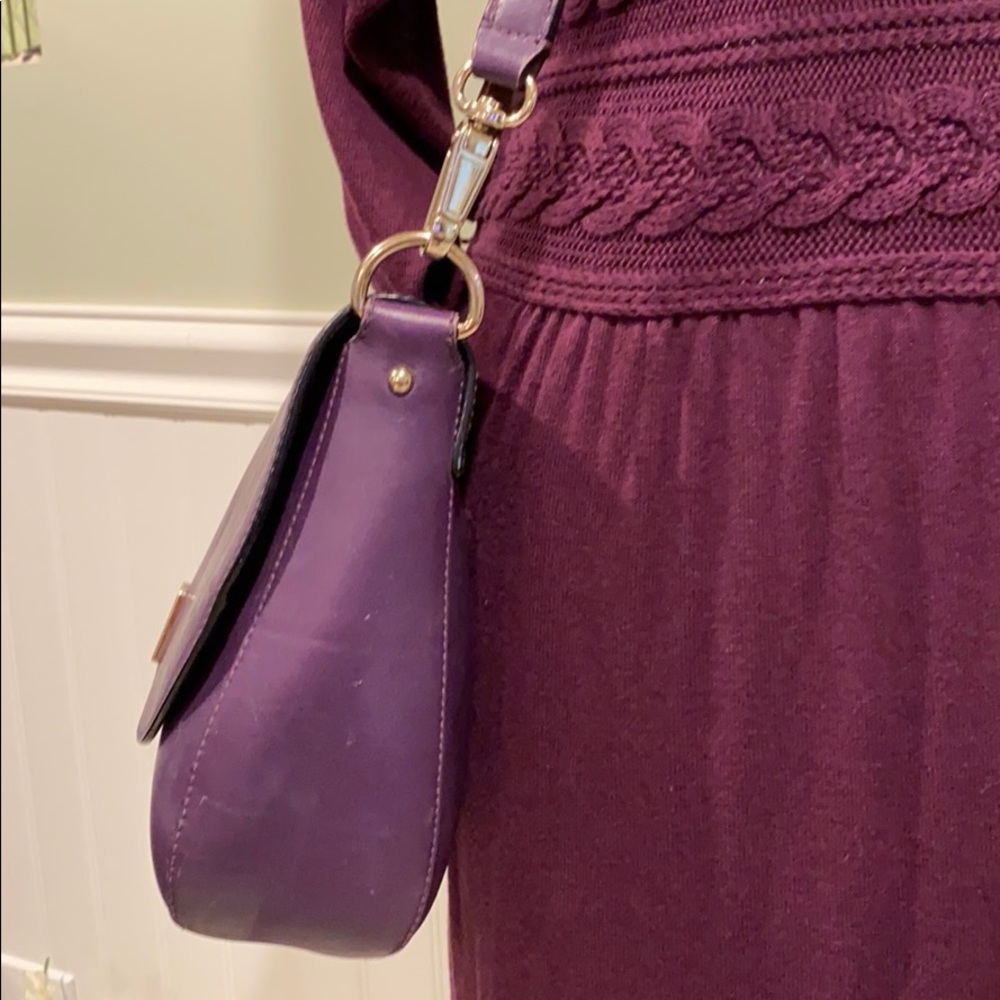 Kate Spade Purple Leather Saddlebag Shoulder Bag - Picture 5 of 14